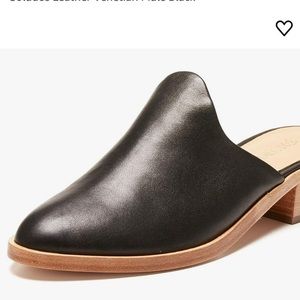 Soludos black leather heeled mule